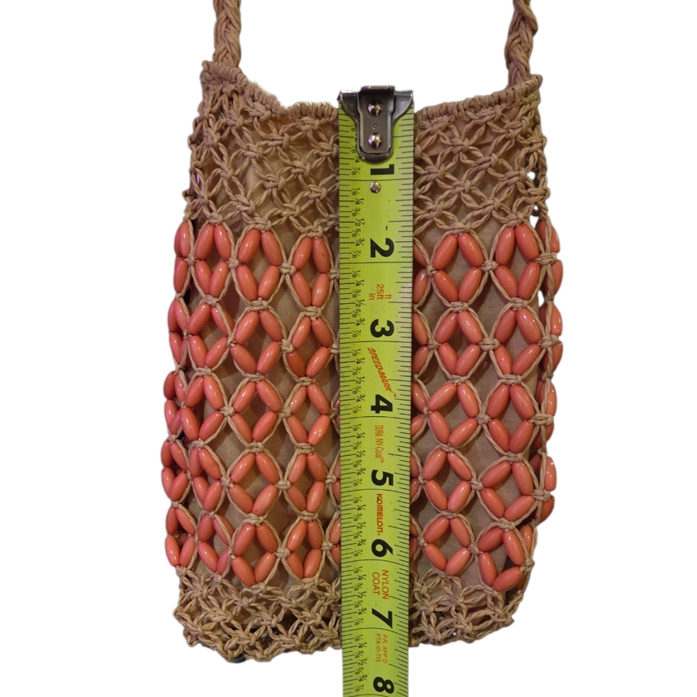 Haute Hippie NEW Mini Macramé Crossbody Bag w/Woven Open-net Beaded Design - Picture 7 of 9